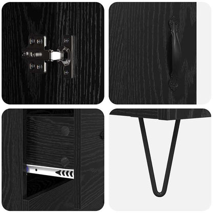 Credenza Rovere Nero 69,5 x 34 x 180 cm Legno multistrato
