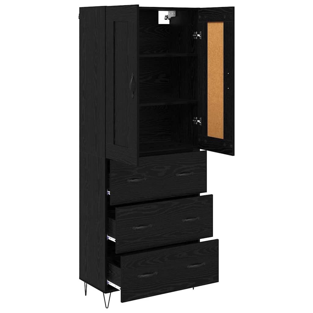 Credenza Rovere Nero 69,5 x 34 x 180 cm Legno multistrato