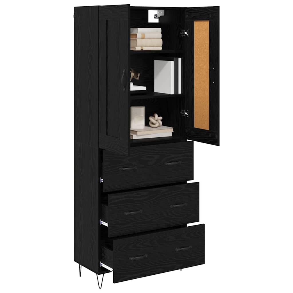 Credenza Rovere Nero 69,5 x 34 x 180 cm Legno multistrato