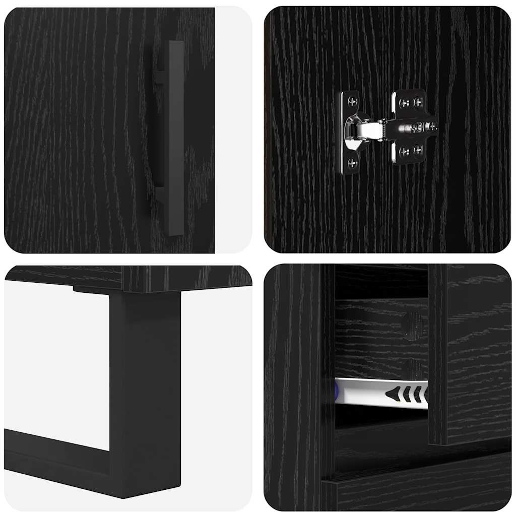 Credenza con cassetto 2 pcs Rovere Nero Legno multistrato