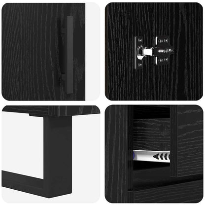 Credenza con cassetto 2 pcs Rovere Nero Legno multistrato