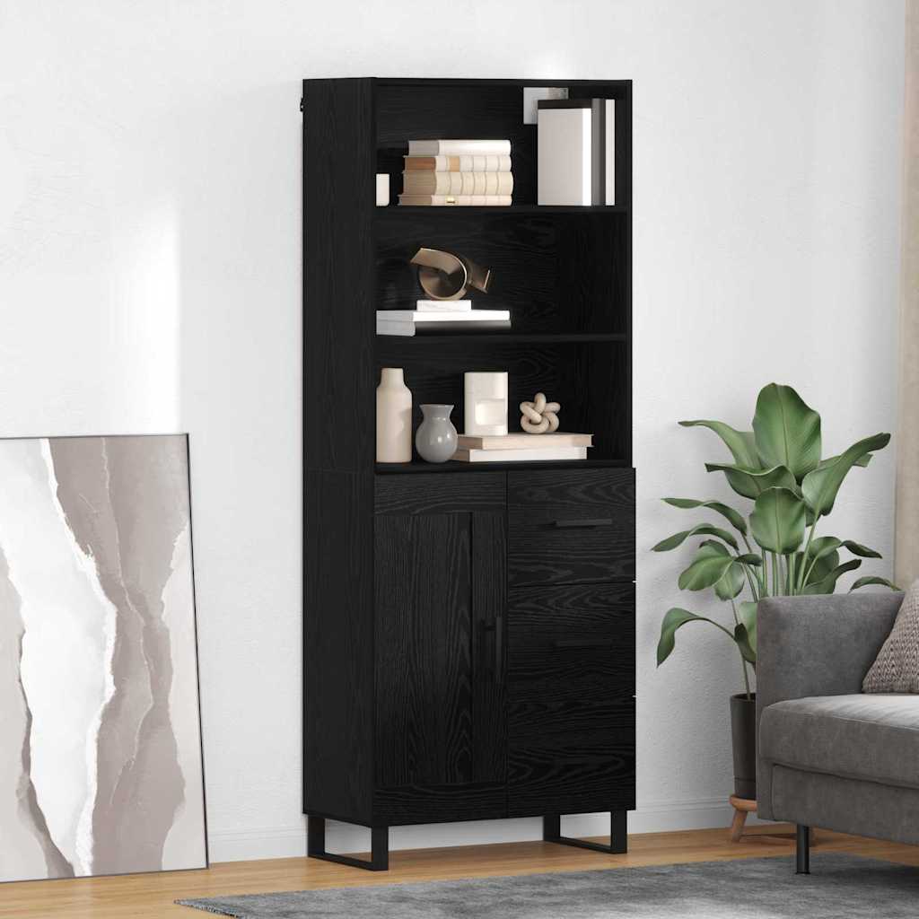 Credenza Rovere Nero 69,5 x 34 x 180 cm Legno multistrato