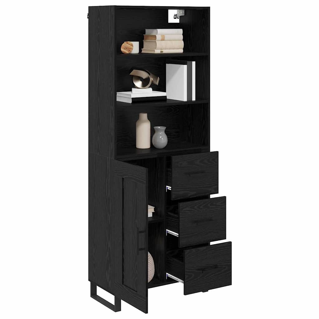 Credenza con cassetto 2 pcs Rovere Nero Legno multistrato