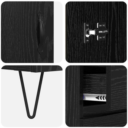 Credenza 2 pcs Rovere Nero Legno ingegnerizzato e vetro