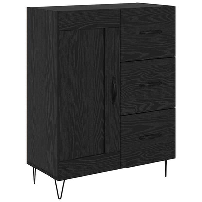 Credenza 2 pcs Rovere Nero Legno ingegnerizzato e vetro