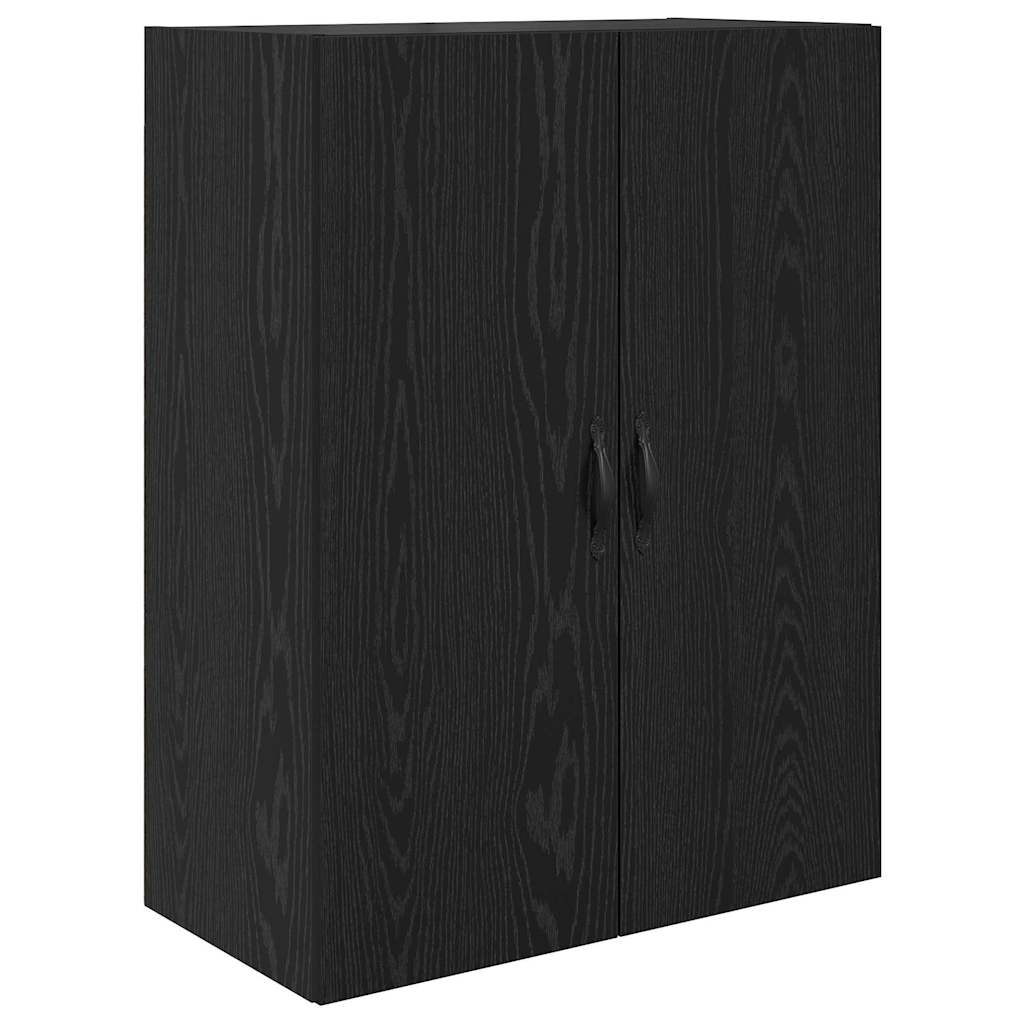 Credenza 2 pcs Rovere Nero Legno ingegnerizzato e vetro