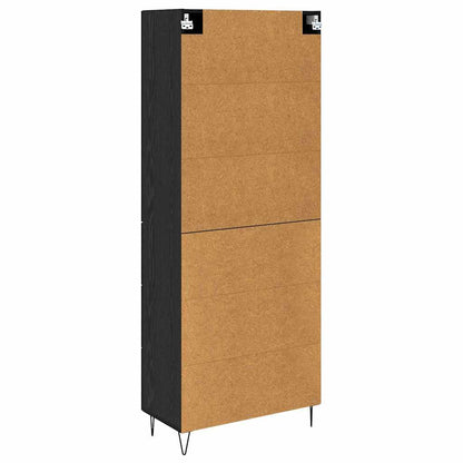Credenza 2 pcs Rovere Nero Legno ingegnerizzato e vetro