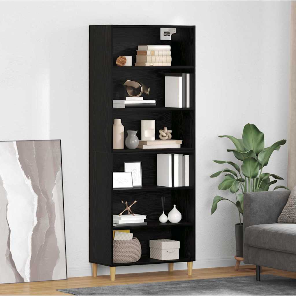 Credenza Rovere Nero 69,5 x 32,5 x 180 cm Legno multistrato