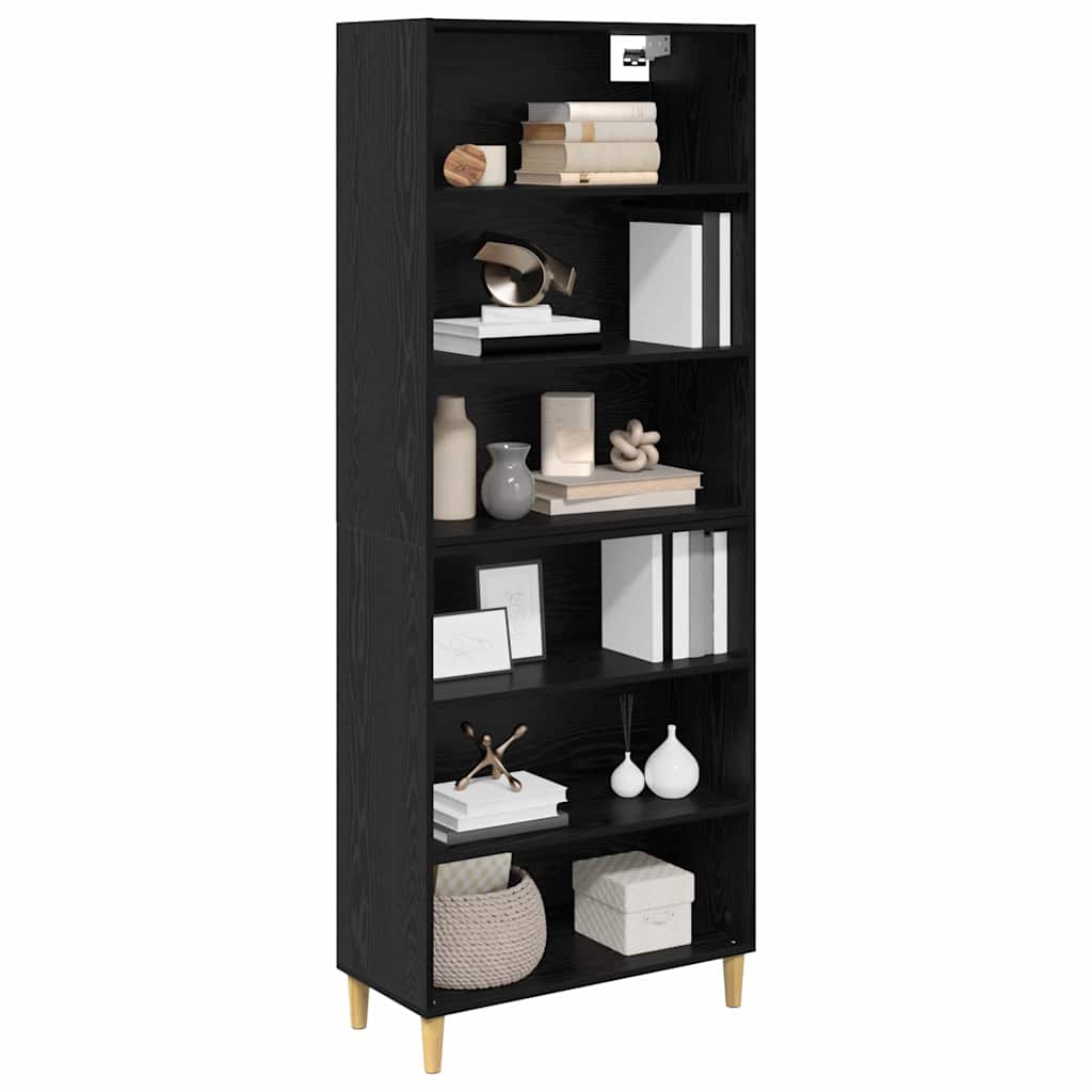 Credenza Rovere Nero 69,5 x 32,5 x 180 cm Legno multistrato