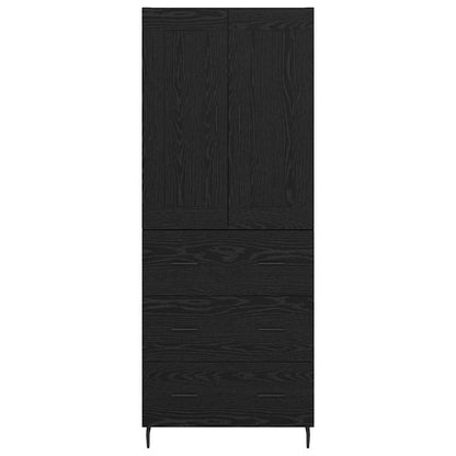 Credenza 2 pcs Rovere Nero Legno Stratificato e Vetro