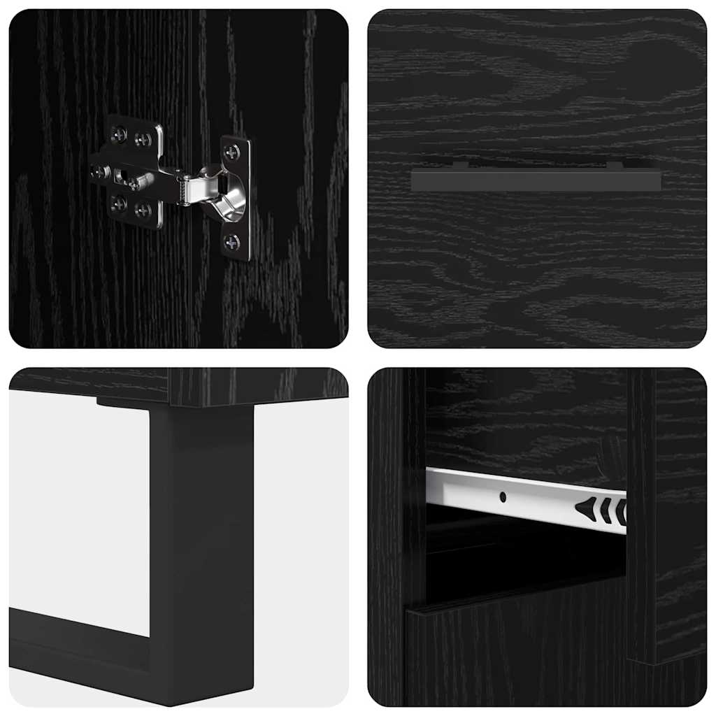 Credenza 2 pcs Rovere Nero 69,5 x 34 x 180 cm Legno multistrato