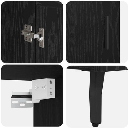 Credenza 2 pcs Rovere Nero Legno multistrato