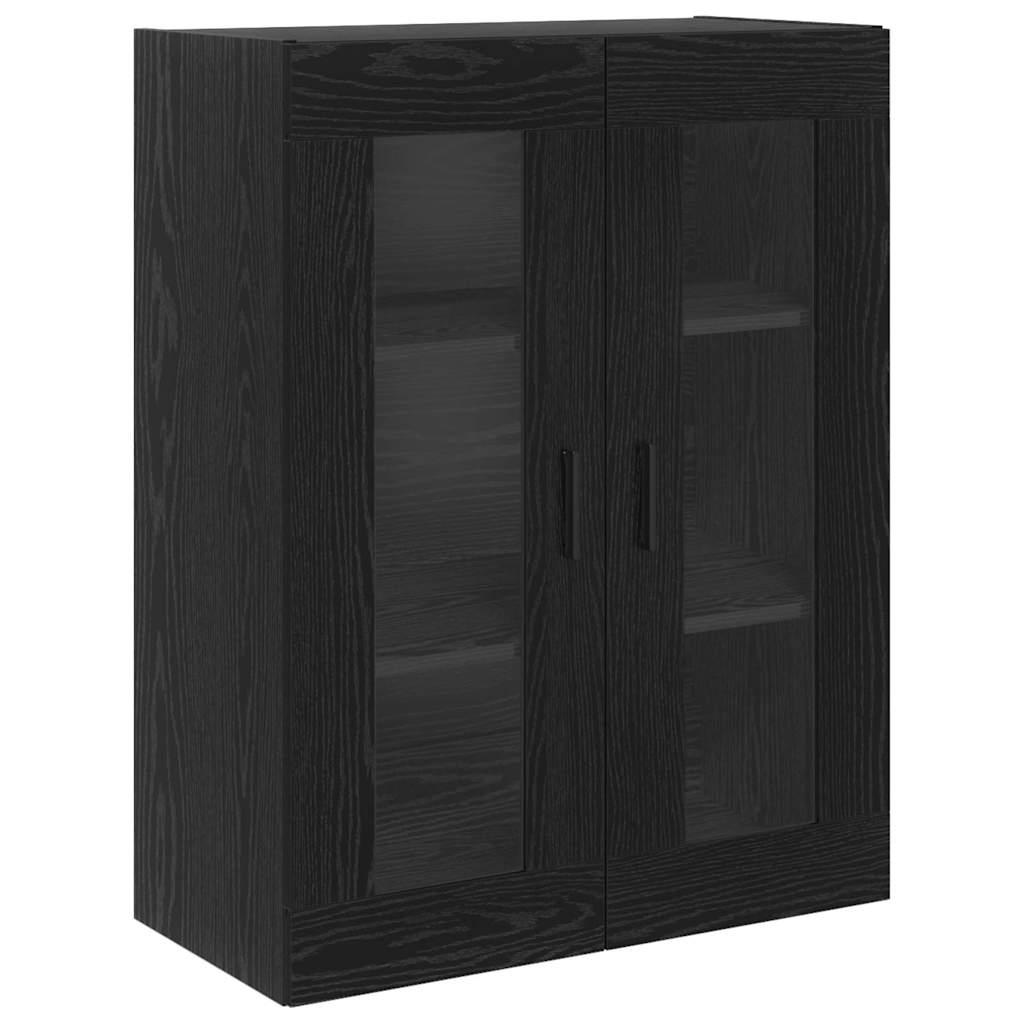Credenza 2 pcs Rovere Nero Legno Stratificato e Vetro