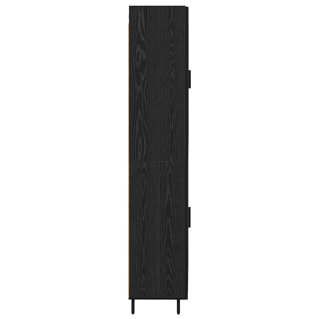 Credenza 2 pcs Rovere Nero Legno multistrato