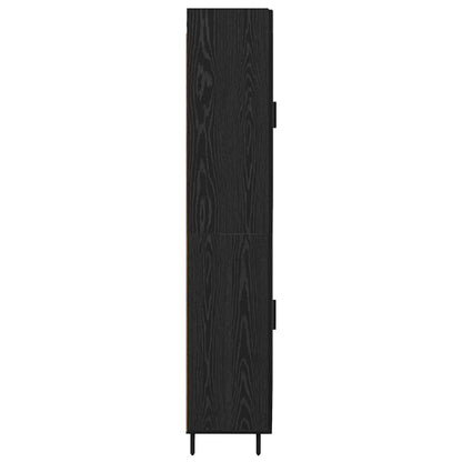 Credenza 2 pcs Rovere Nero Legno multistrato