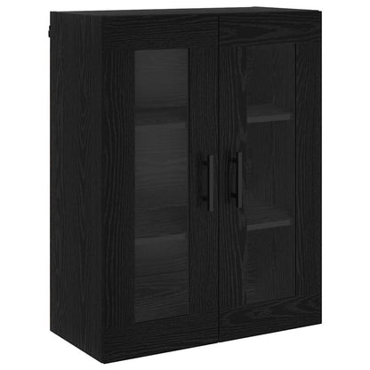 Credenza 2 pcs Rovere Nero Legno Stratificato e Vetro