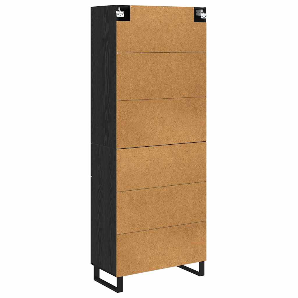Credenza 2 pcs Rovere Nero Legno Stratificato e Vetro