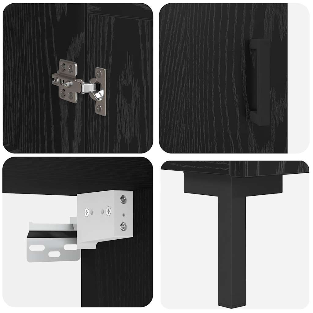 Credenza Rovere Nero 69,5 x 34 x 180 cm Legno multistrato