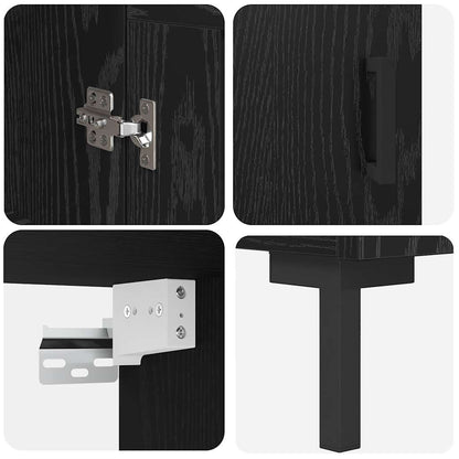 Credenza Rovere Nero 69,5 x 34 x 180 cm Legno multistrato
