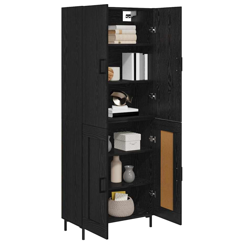 Credenza Rovere Nero 69,5 x 34 x 180 cm Legno multistrato