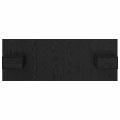 Testata con Comodino 3 pcs Rovere Nero Legno multistrato