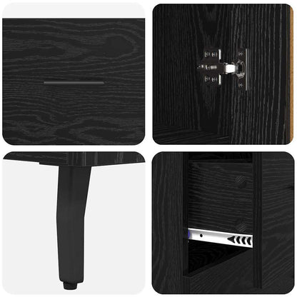 Credenza 2 pcs Rovere nero Legno Stratificato e Vetro