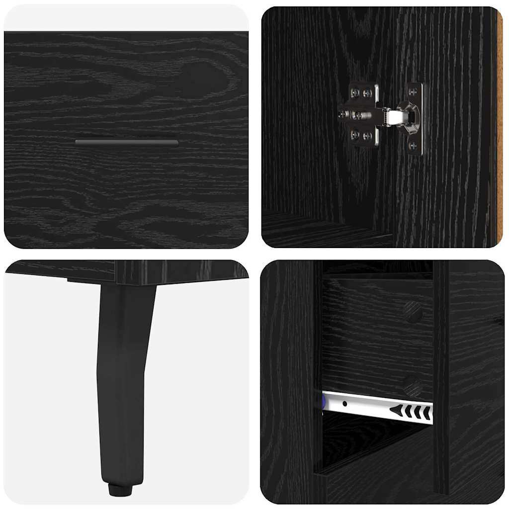 Credenza 2 pcs Rovere nero Legno Stratificato e Vetro | homemem39