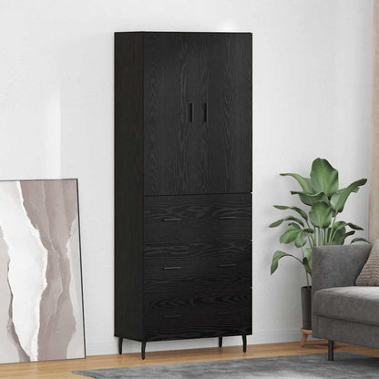 Credenza 2 pcs Rovere nero Legno Stratificato e Vetro
