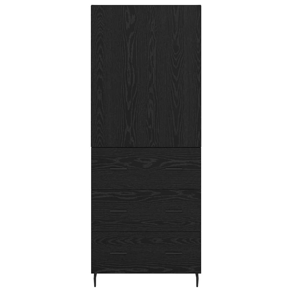 Credenza 2 pcs Rovere nero Legno Stratificato e Vetro