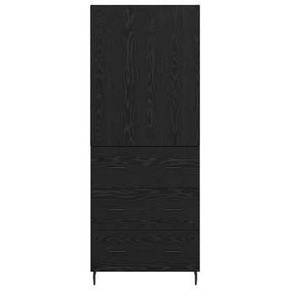 Credenza 2 pcs Rovere nero Legno Stratificato e Vetro