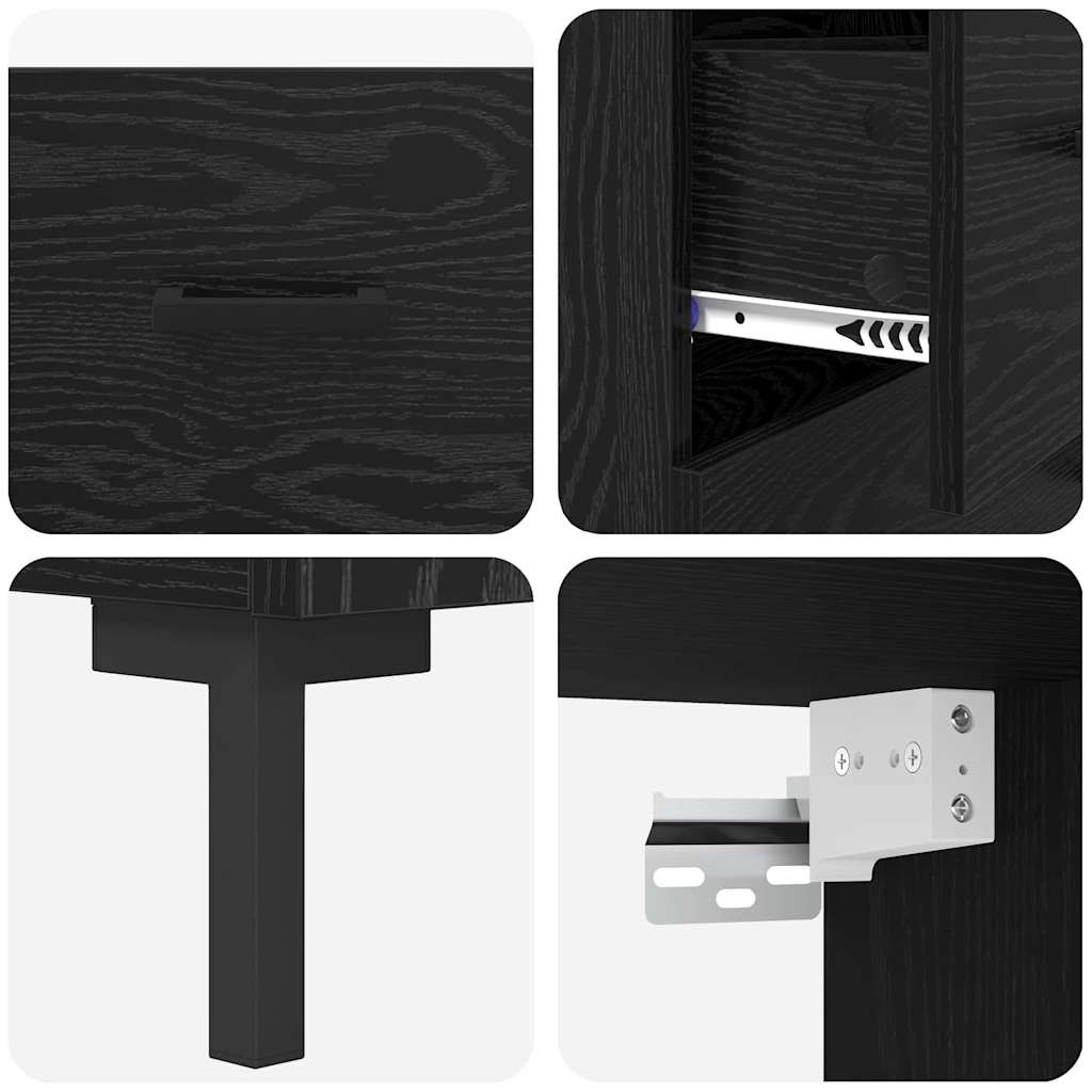 Credenza Rovere Nero 69,5 x 34 x 180 cm Legno multistrato