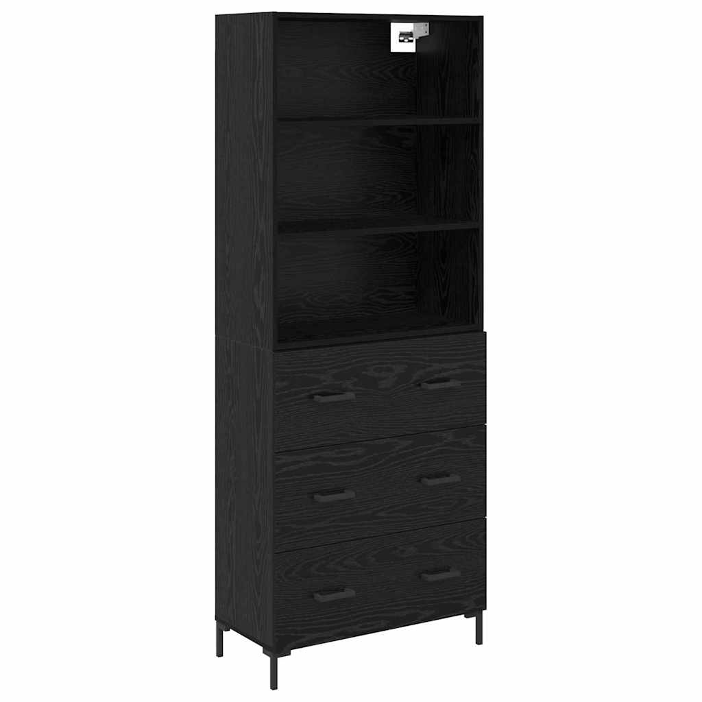Credenza Rovere Nero 69,5 x 34 x 180 cm Legno multistrato