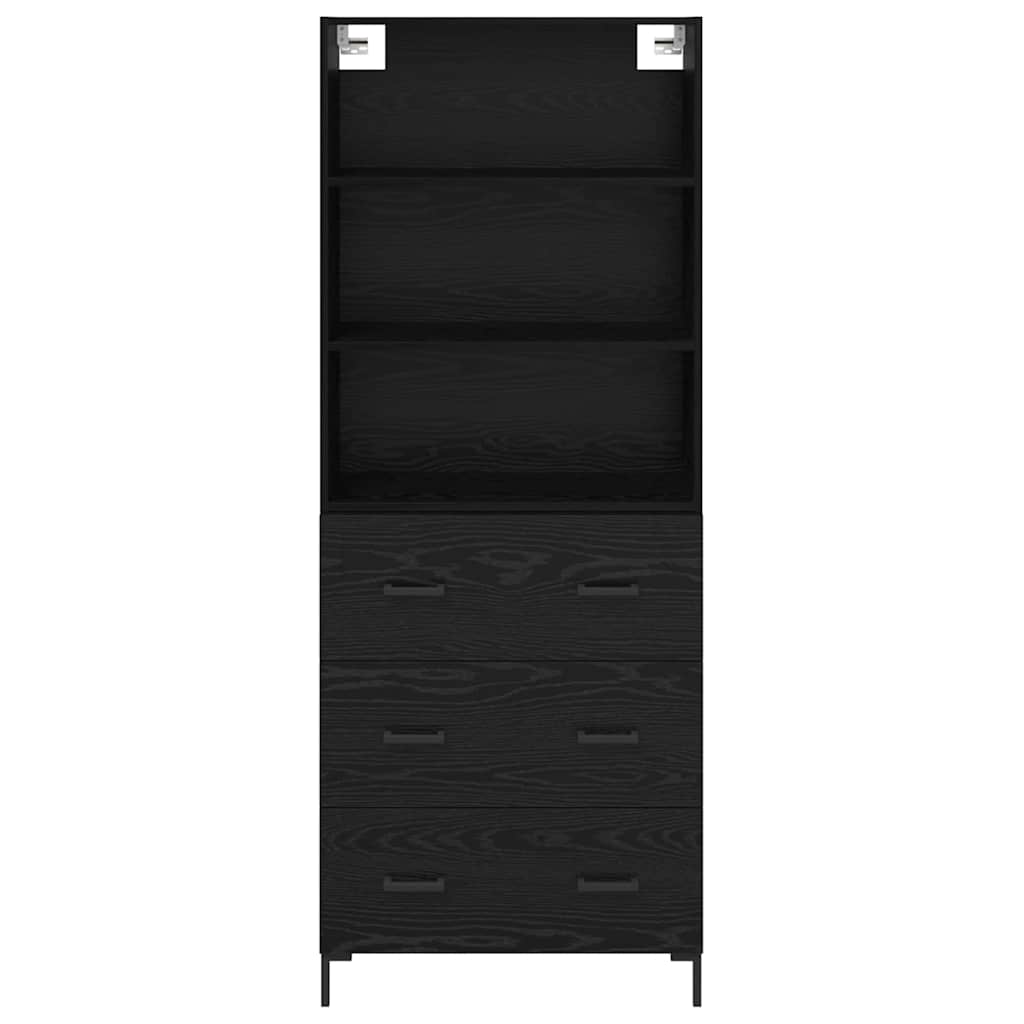 Credenza Rovere Nero 69,5 x 34 x 180 cm Legno multistrato