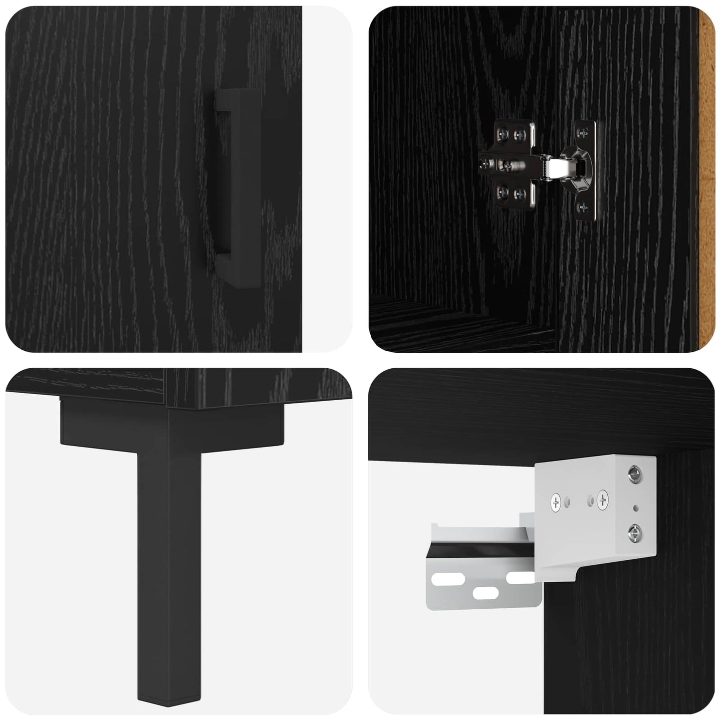 Credenza Rovere Nero 69,5 x 34 x 180 cm Legno multistrato