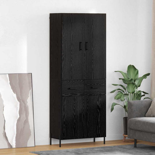 Credenza Rovere Nero 69,5 x 34 x 180 cm Legno multistrato
