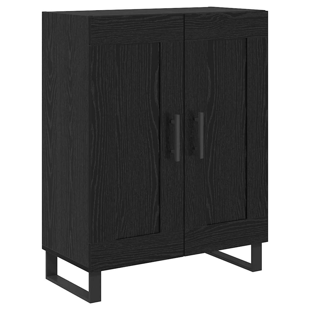Credenza 2 pcs Rovere Nero Legno Stratificato e Vetro