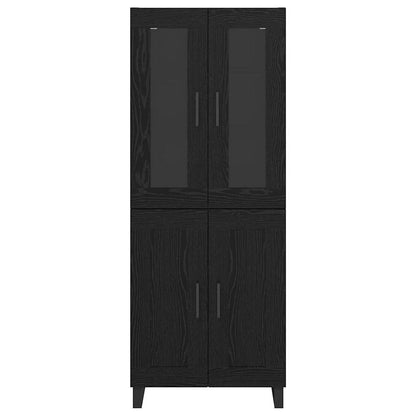Credenza 2 pcs Rovere Nero Legno Stratificato e Vetro