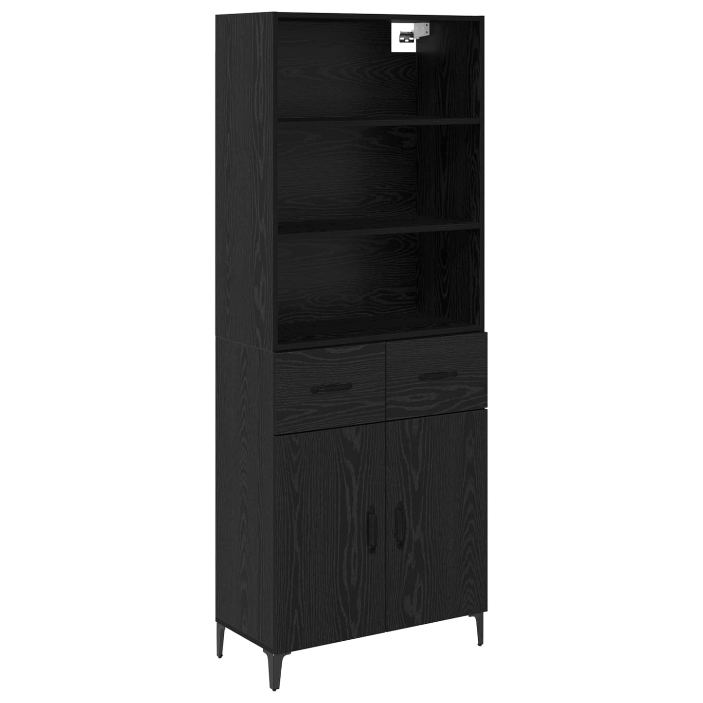 Credenza Rovere Nero 69,5 x 34 x 180 cm Legno multistrato