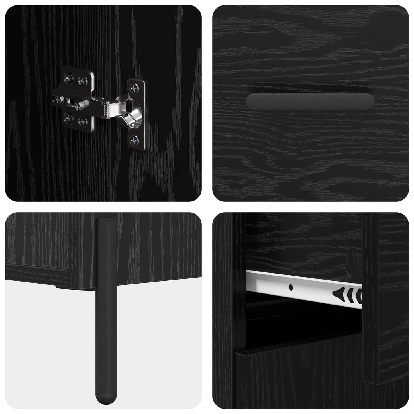 Credenza Rovere nero 69,5 x 34 x 180 cm Legno multistrato
