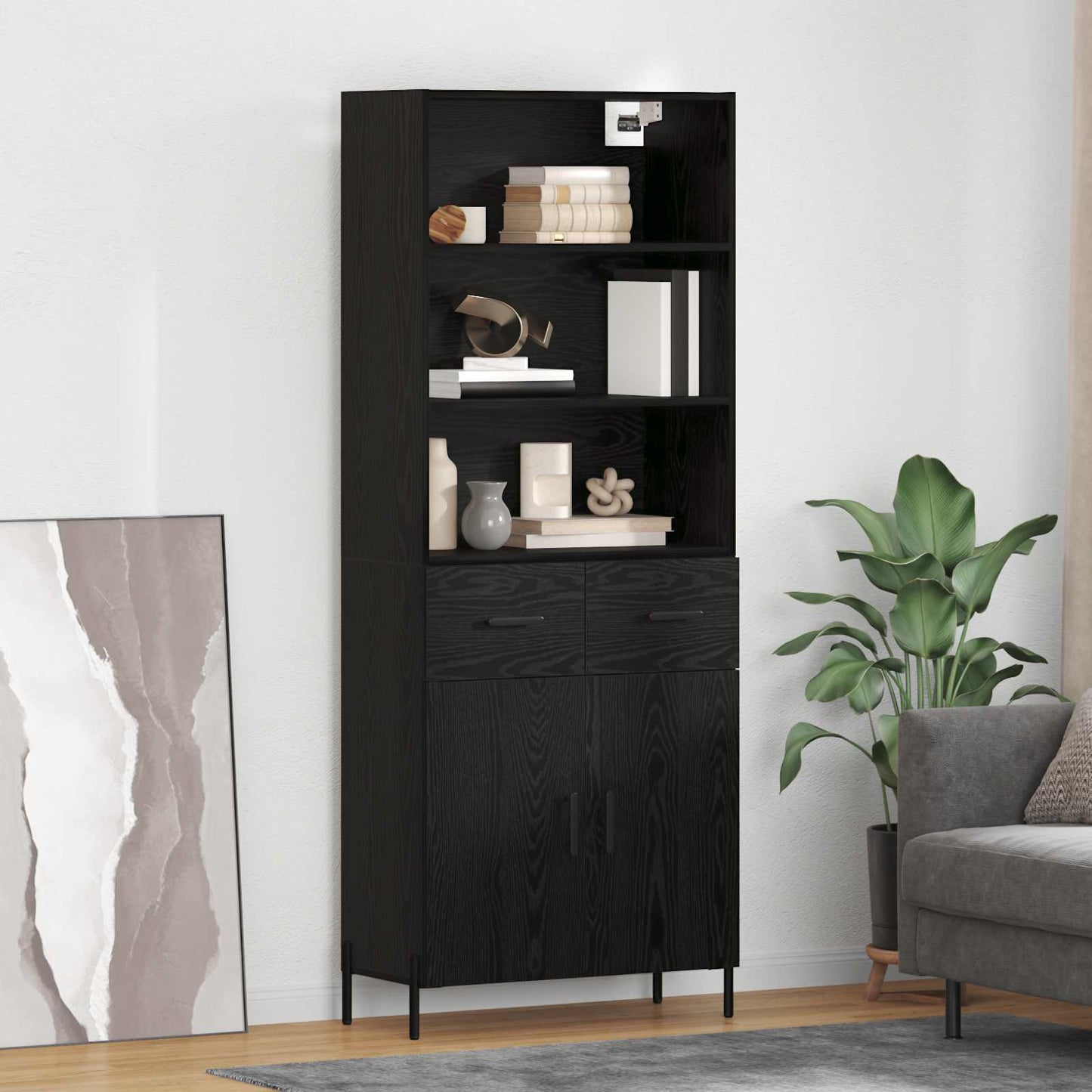 Credenza Rovere nero 69,5 x 34 x 180 cm Legno multistrato