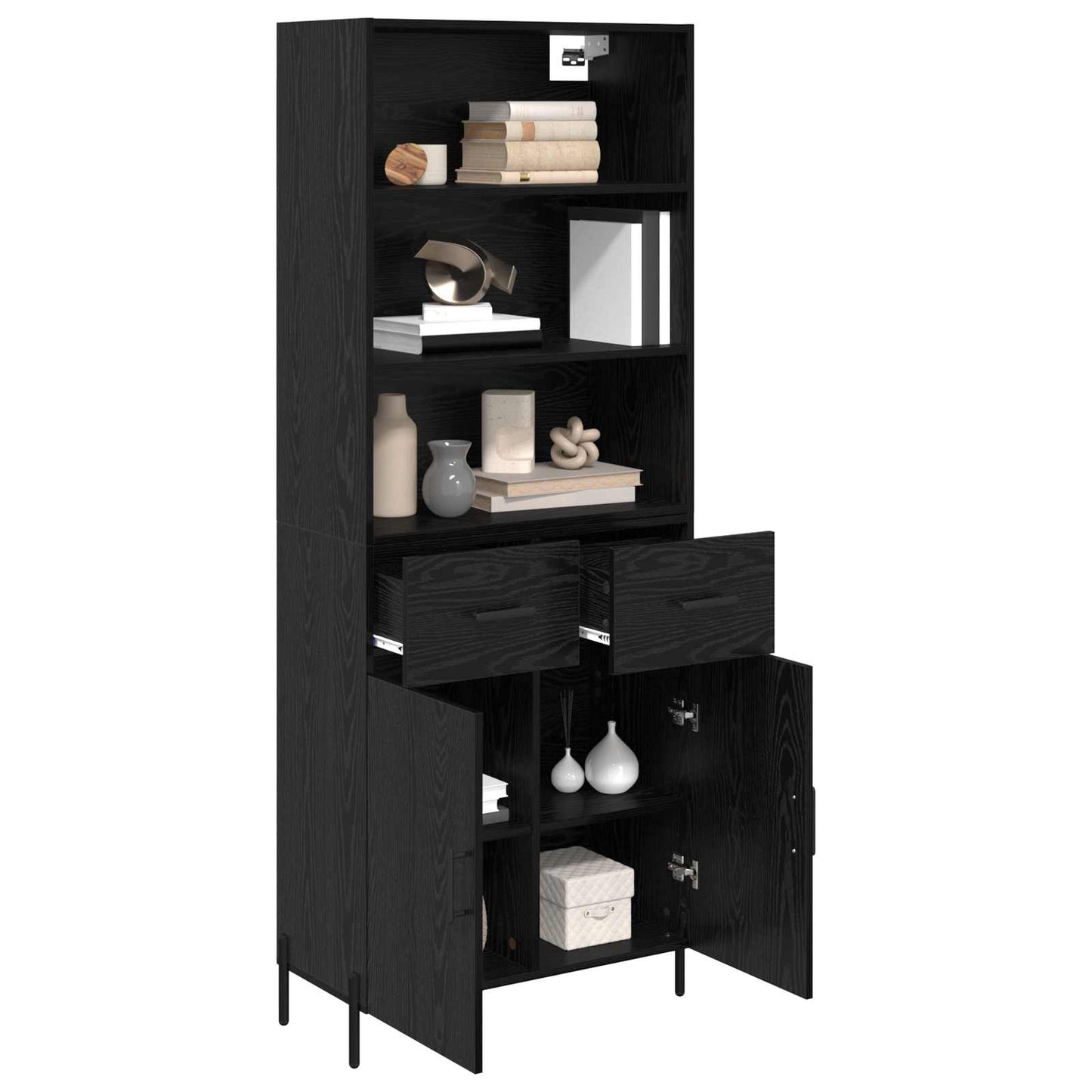 Credenza Rovere nero 69,5 x 34 x 180 cm Legno multistrato