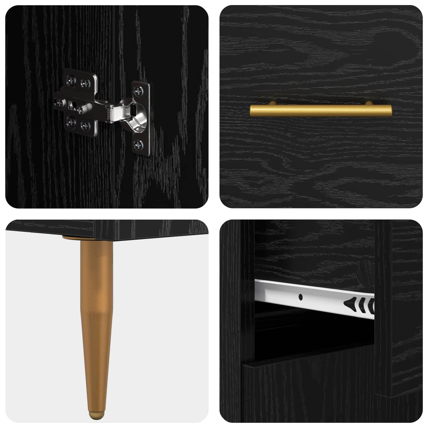 Credenza Rovere Nero 69,5 x 34 x 180 cm Legno multistrato