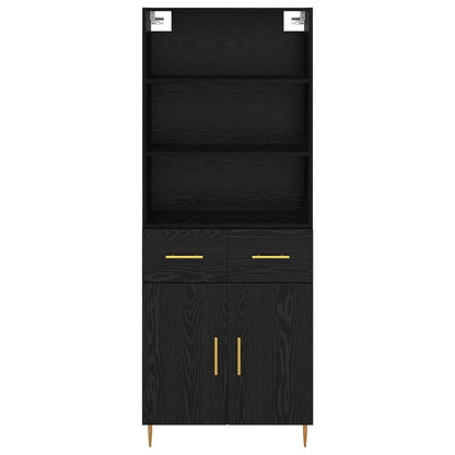 Credenza Rovere Nero 69,5 x 34 x 180 cm Legno multistrato