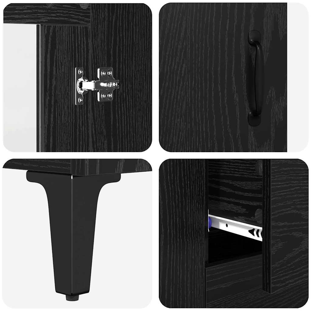 Credenza Rovere Nero 69,5 x 34 x 180 cm Legno multistrato
