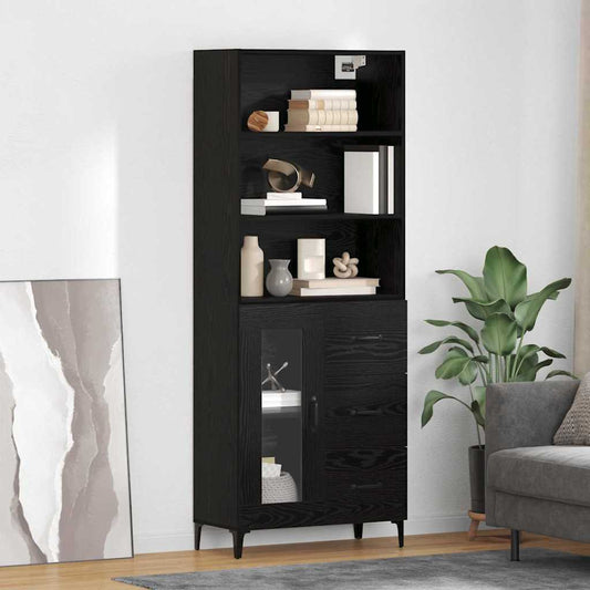 Credenza Rovere Nero 69,5 x 34 x 180 cm Legno multistrato