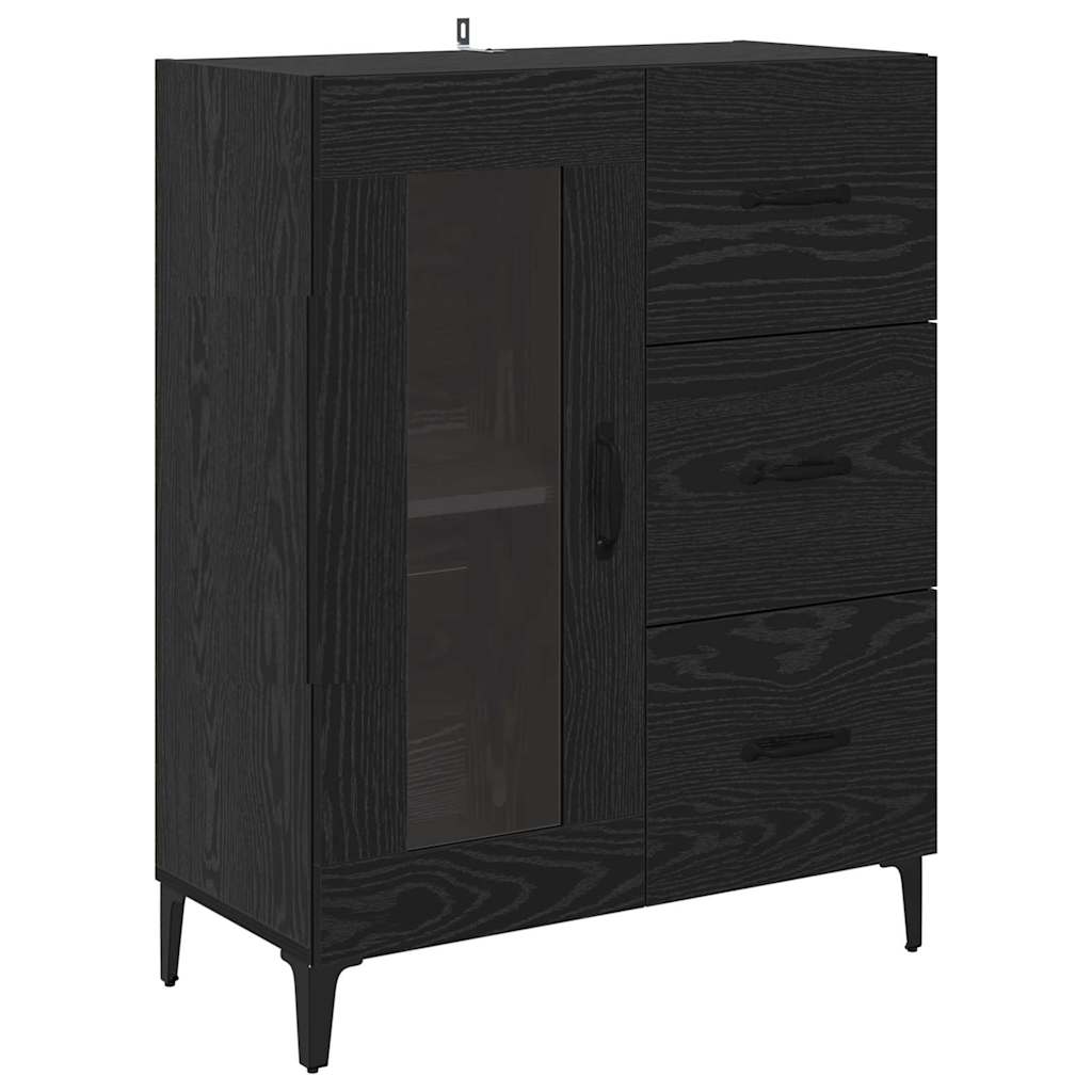 Credenza Rovere Nero 69,5 x 34 x 180 cm Legno multistrato