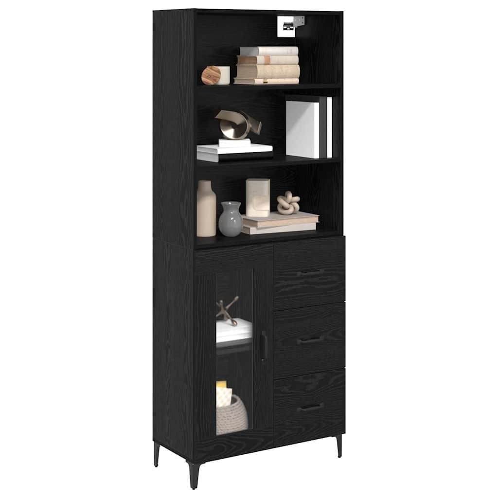 Credenza Rovere Nero 69,5 x 34 x 180 cm Legno multistrato