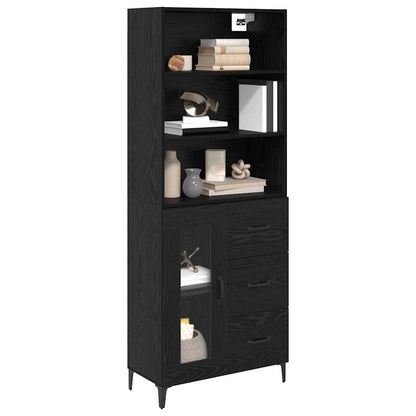 Credenza Rovere Nero 69,5 x 34 x 180 cm Legno multistrato