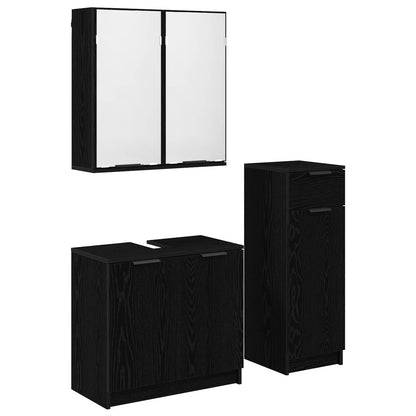 Set di mobili per il bagno 3 pcs Rovere Nero Legno multistrato