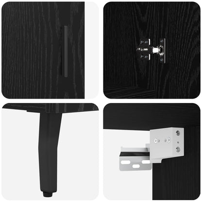Credenza 2 pcs Rovere nero Legno Stratificato e Vetro